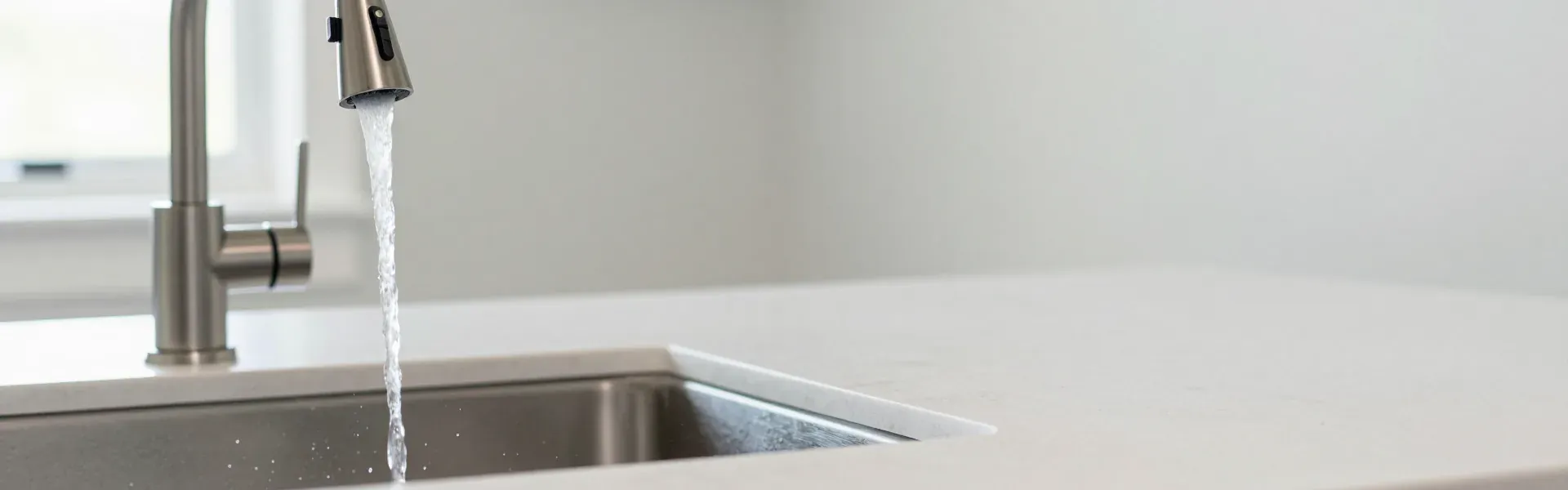 Clean water running from a kitchen tap
